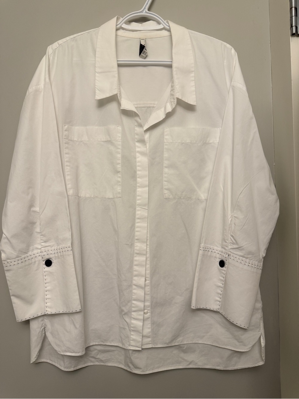 Zara White Button-Down Oversized Shirt